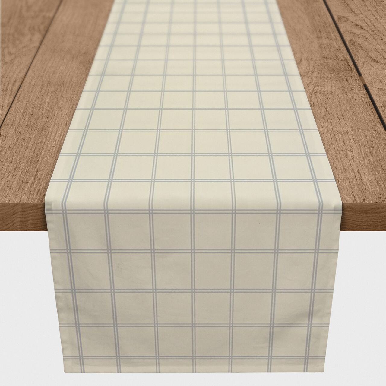 72" Gray & Cream Check Cotton Twill Runner